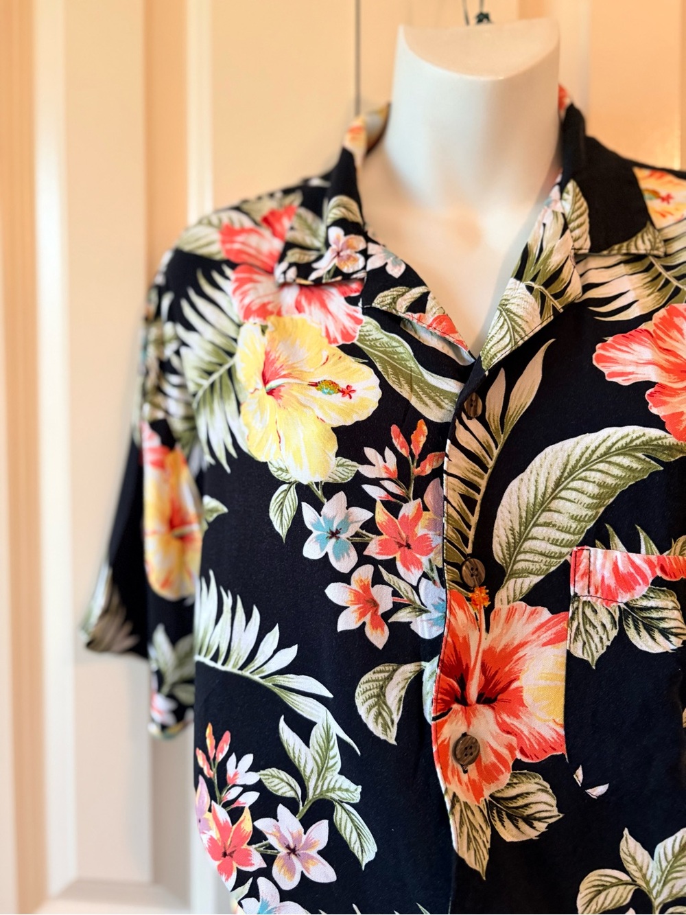 George Black Floral Top with Yellow and Coral Blooms, size Small - Picture 2 of 5